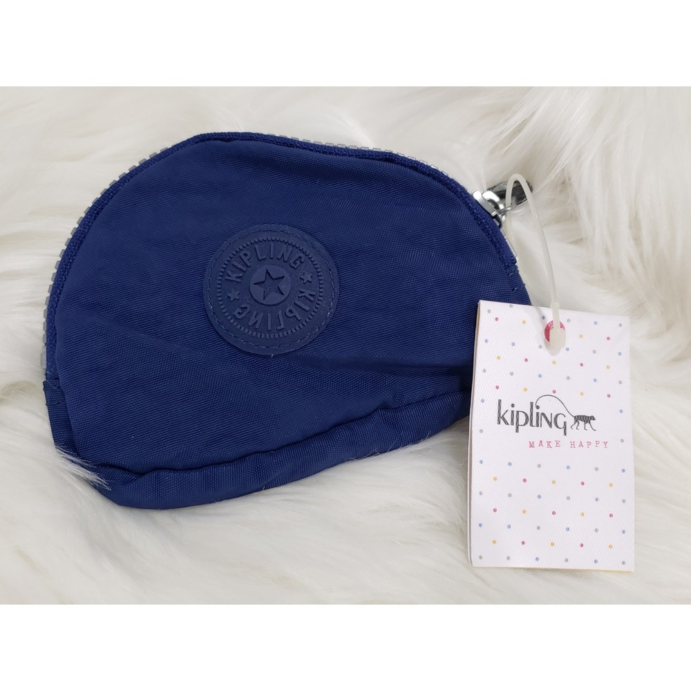 NEW KIPLING coin purse wrist strap small pouch navy blue small travel bag nylon